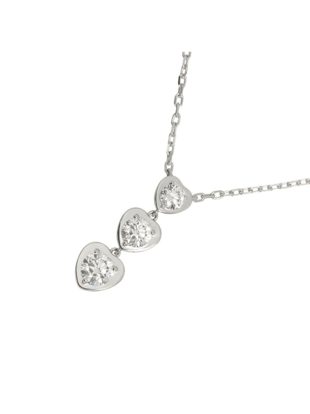 Cartier D'amour Heart Diamond Necklace 41 18k White Gold 750 Diamants Legers